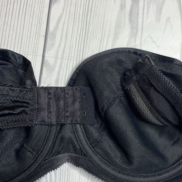 90s Vintage Lily of France Black Satin Strapless Bra 36C - Picture 3 of 4
